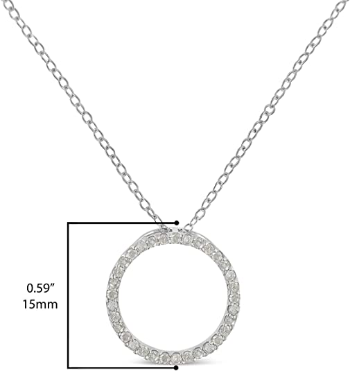 .925 Sterling Silver 3/4 Cttw Round-Cut Diamond Open Circle Halo 18