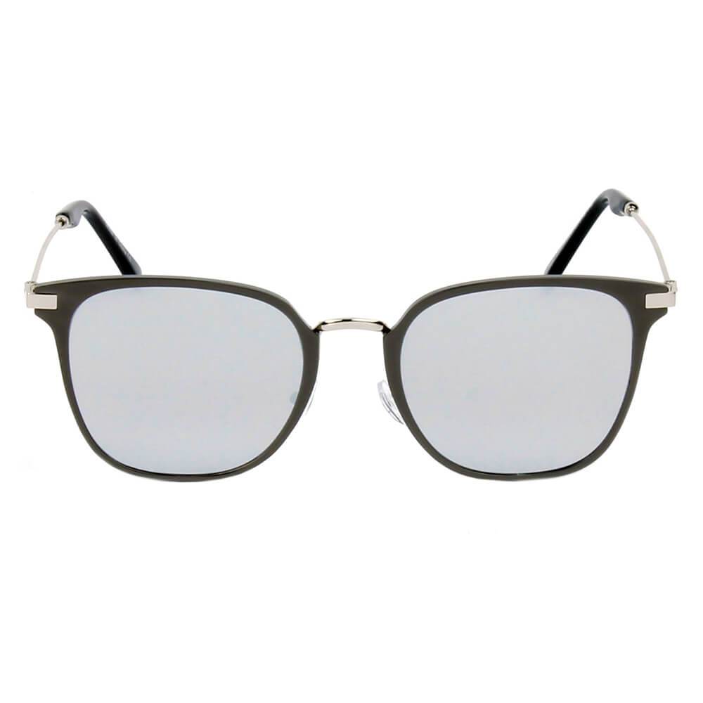 CAMBRIDGE | Pillowed Rectangle Flat Lens Horned Rim Sunglasses