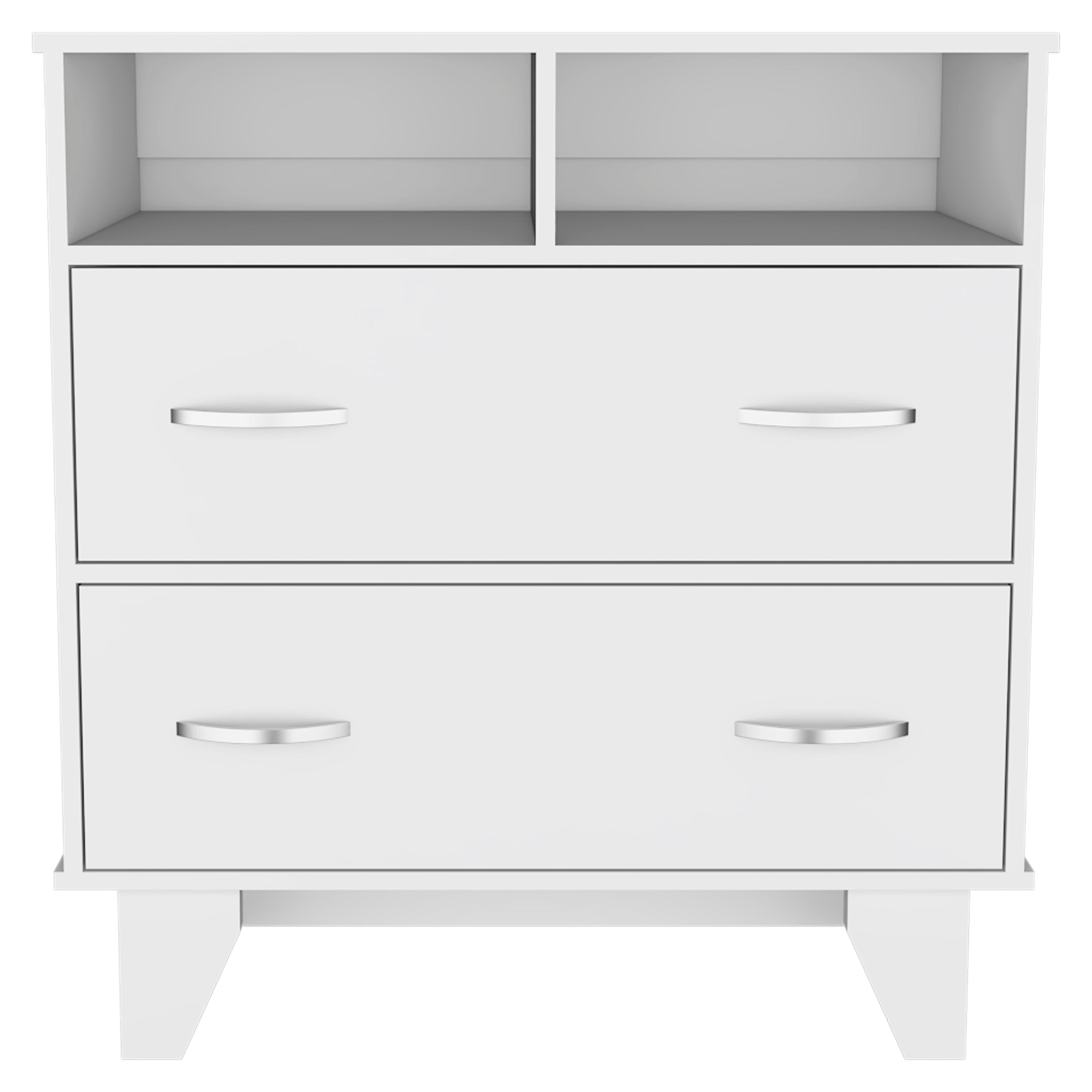 Double Drawer Dresser Arabi, Two Shelves - White