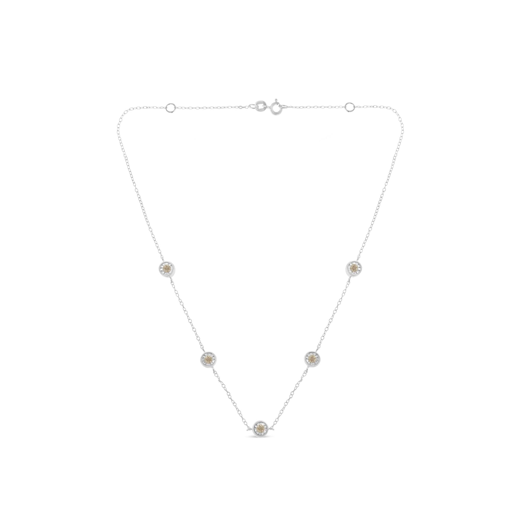 Collier station de diamants en argent sterling