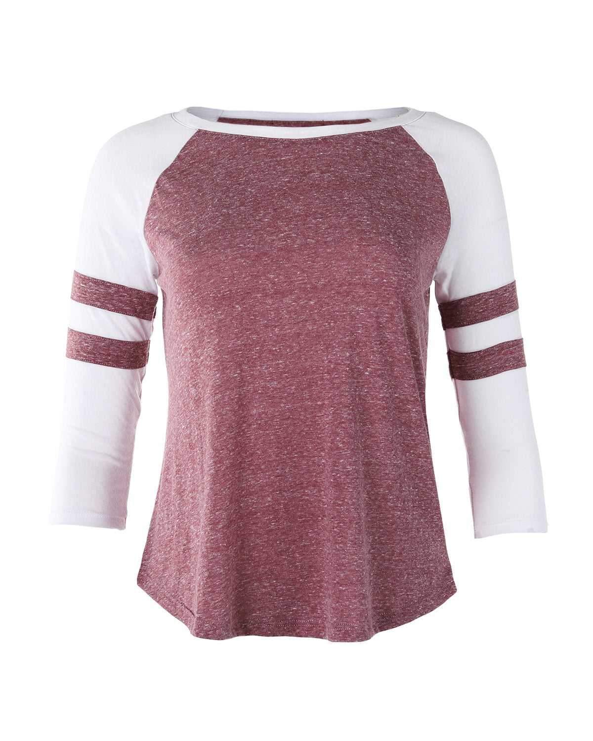 ZIMEGO  Women's Baseball Raglan Contrasted Stripes 3/4 Sleeve Tee