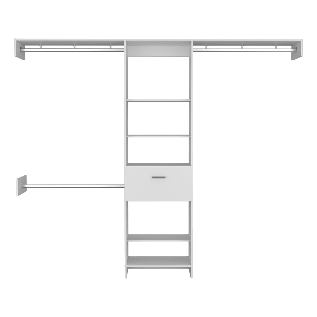 Système de placard 250 British, un tiroir, trois tiges métalliques - Blanc