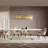 Italian Gold Modern Marble and Stainless Steel Table 6 Chairs