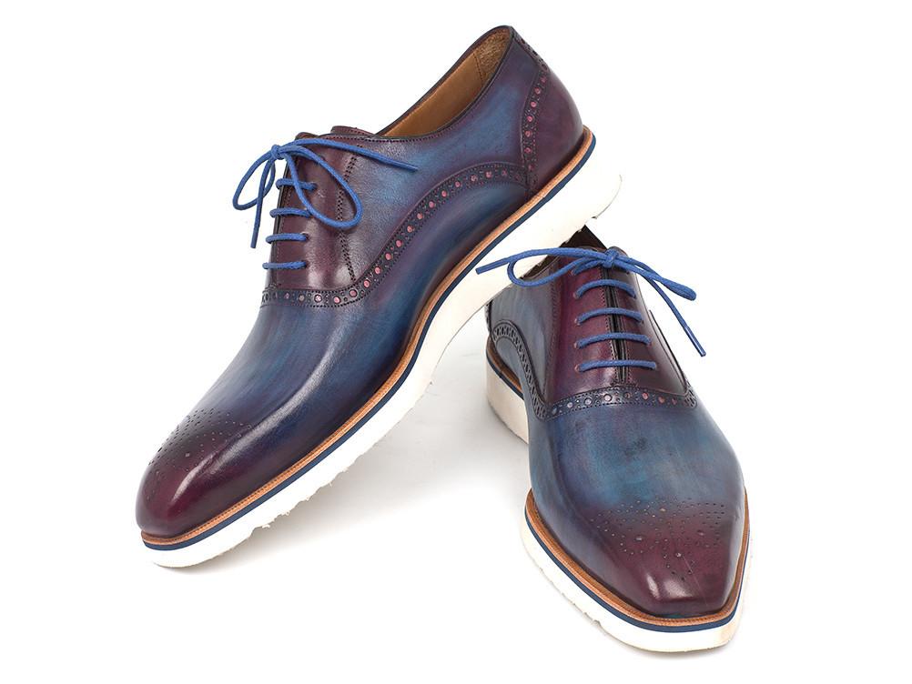 Paul Parkman Chaussures Oxford décontractées et intelligentes pour homme Bleu et violet (ID#184SNK-BLU)