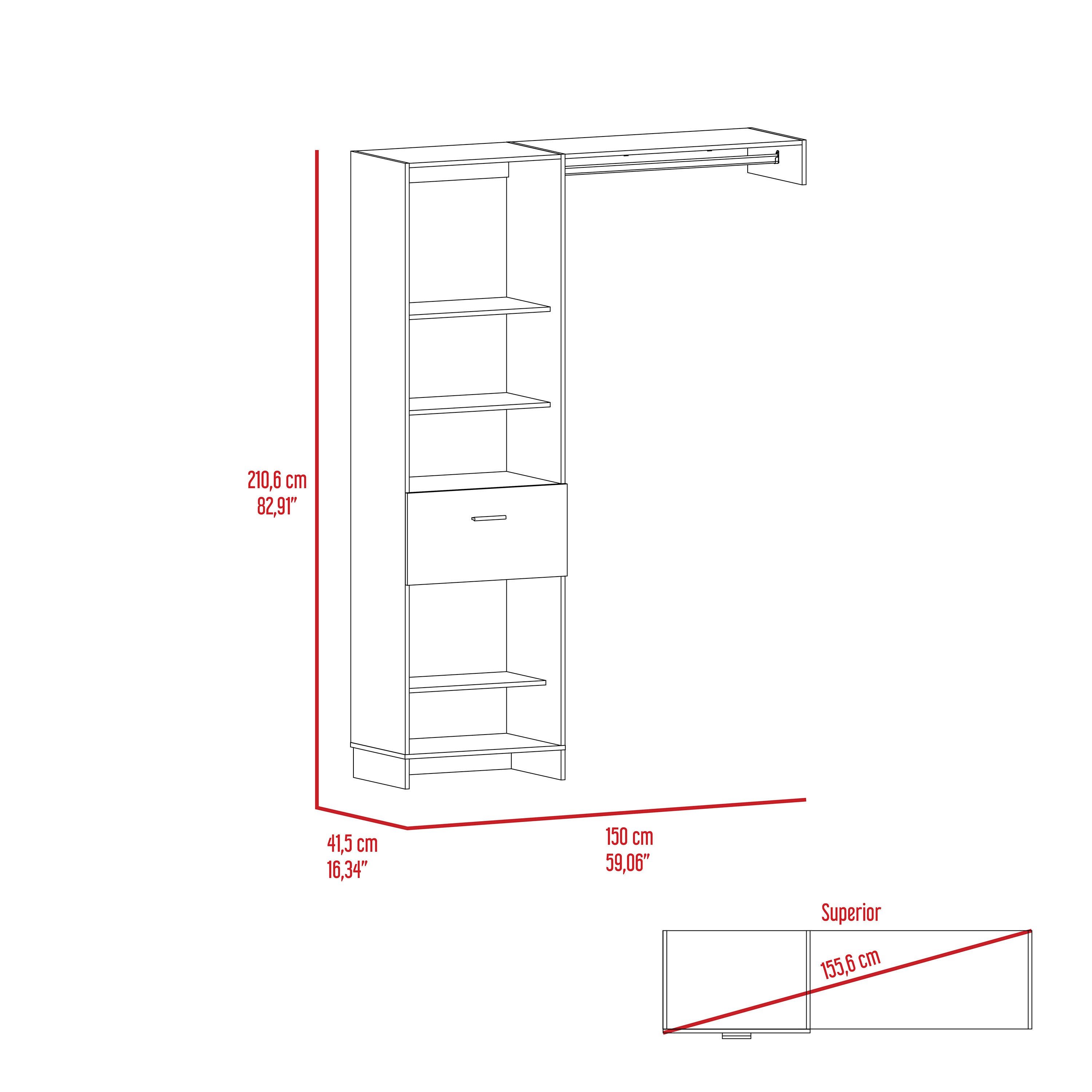 150 Closet System British, Bedroom, White