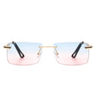 Vibrante - Rectangle Rimless Retro Tinted Fashion Flat Top Sunglasses