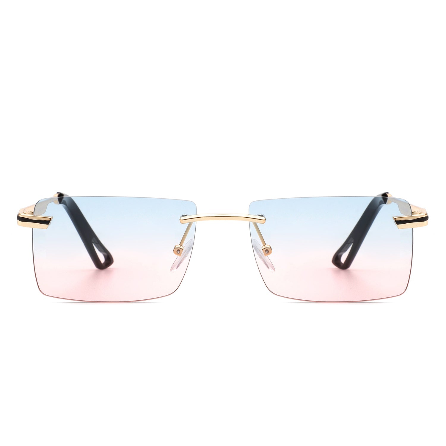 Vibrante - Rectangle Rimless Retro Tinted Fashion Flat Top Sunglasses