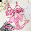 3-Piece Bowknot Open Bra Lingerie