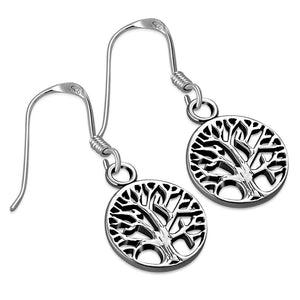 Boucles d'oreilles Arbre de Vie en Argent Sterling