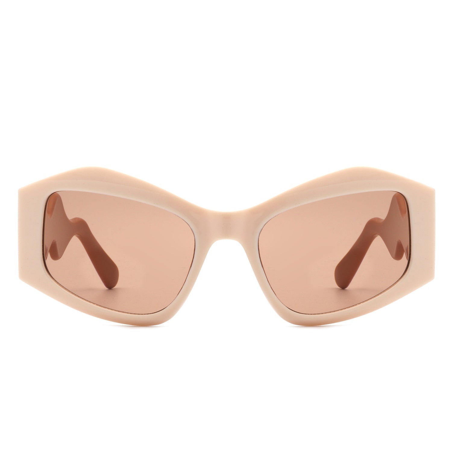 Shimmerz - Square Oversize Irregular Wavy Temple Design Fashion Sunglasses