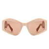 Shimmerz - Square Oversize Irregular Wavy Temple Design Fashion Sunglasses