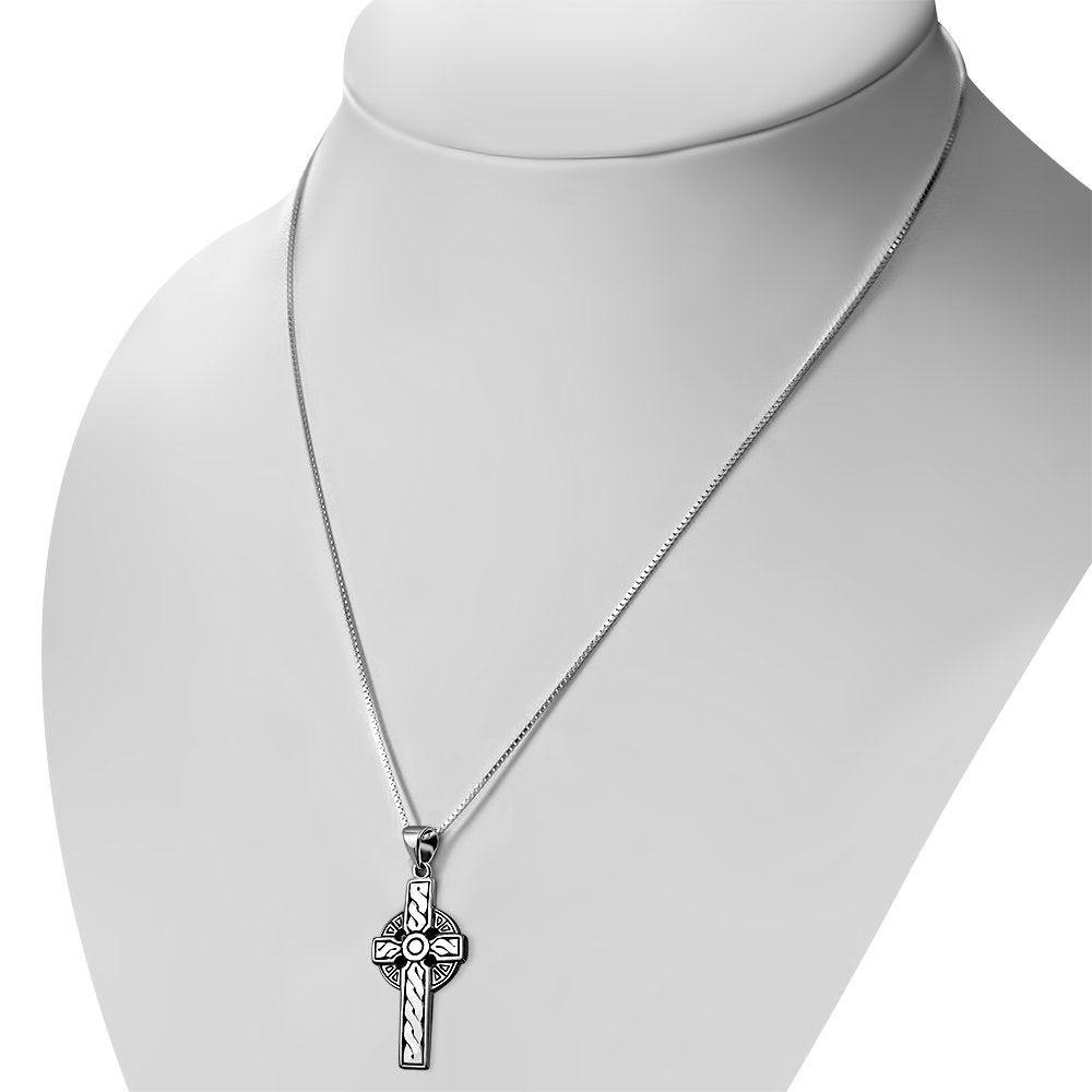 Large Celtic Cross Silver Pendant