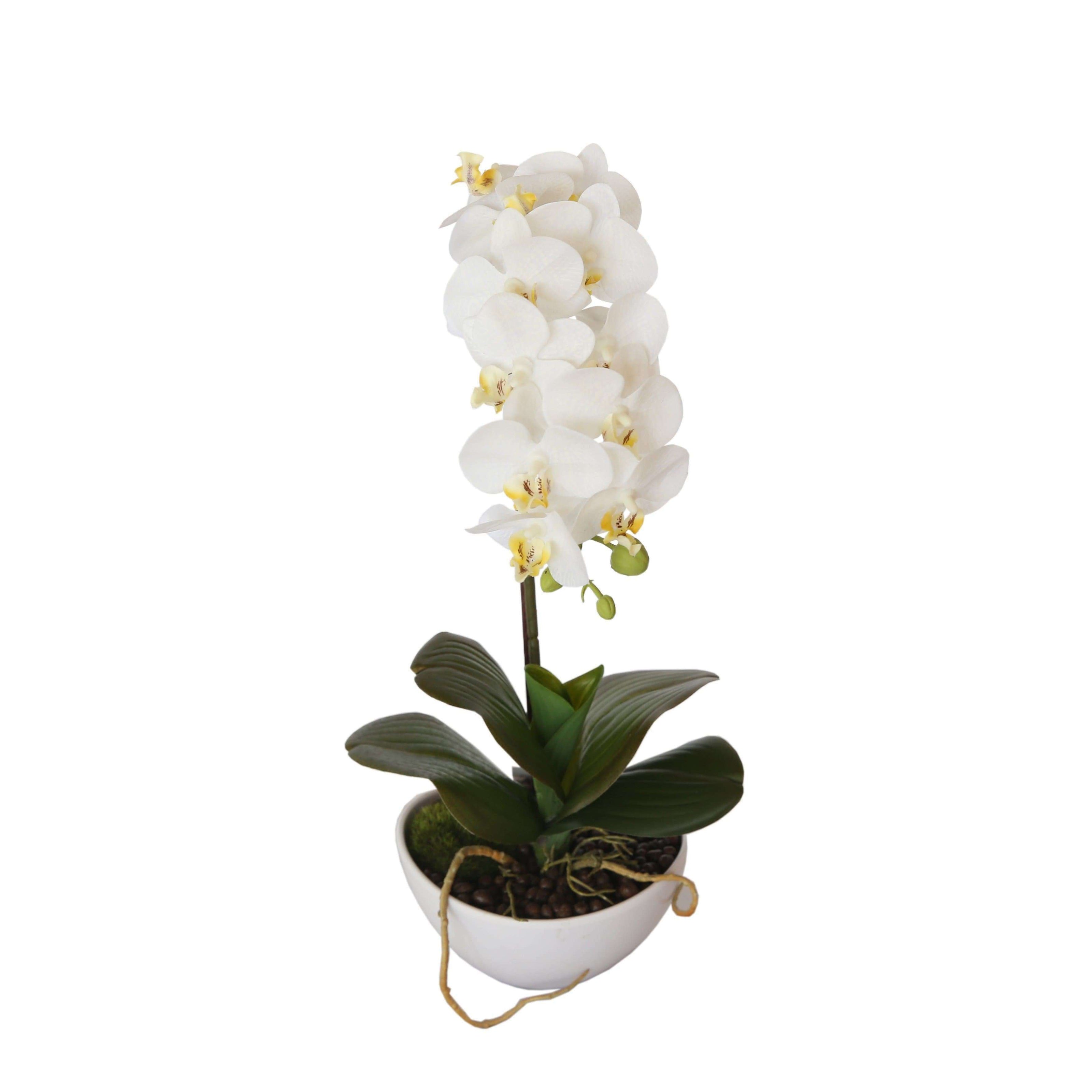 46cm Butterfly Artificial Potted Orchid White