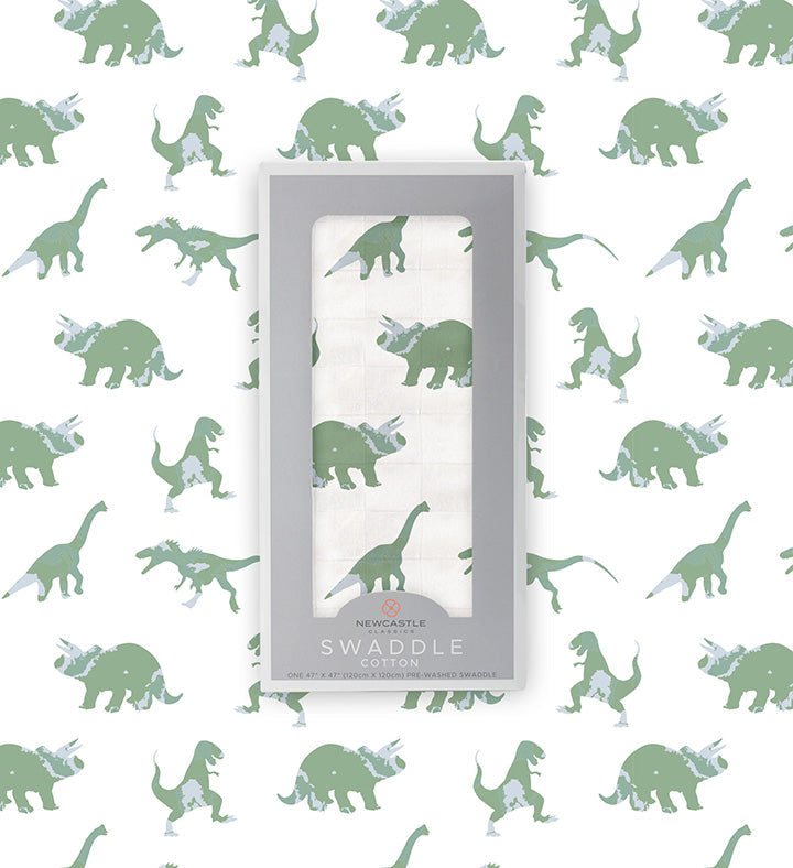 Lange en coton dinosaures vert granite