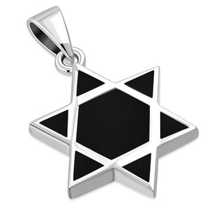 Pendentif en argent avec étoile de David en onyx noir