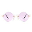 Bluewave - Rimless Retro Round Geometric Frameless Tinted Fashion Sunglasses