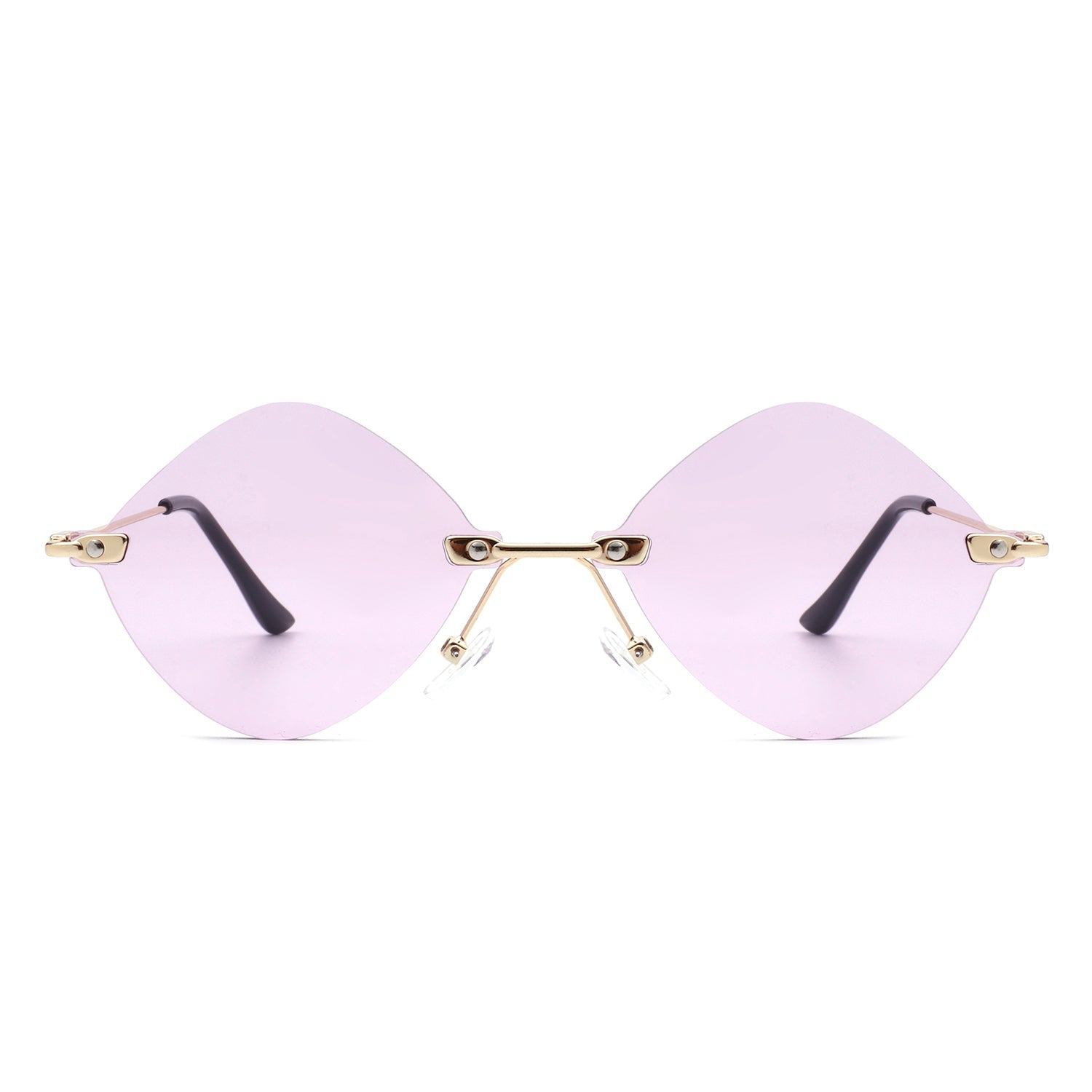 Bluewave - Rimless Retro Round Geometric Frameless Tinted Fashion Sunglasses