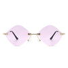 Bluewave - Rimless Retro Round Geometric Frameless Tinted Fashion Sunglasses