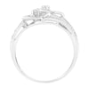 Bague double cœur en or blanc 14 carats avec diamants 1/10 Cttw