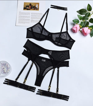 4 Pieces Transparent Lingerie Underwear Ellolace