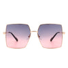 Benazia - Square Oversize Flat Top Large Tinted Women Fashion Sunglasses