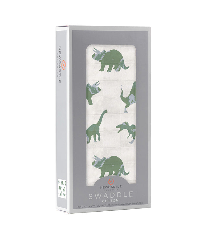 Lange en coton dinosaures vert granite