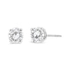 Boucles d'oreilles à tige classiques à 4 griffes en or blanc 14 carats 3/4 carats avec diamants cultivés en laboratoire