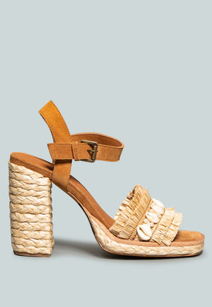 Willis Cowrie Raffia Handmade Block Sandal