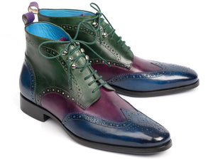 Bottines Paul Parkman Wingtip trois tons bleu violet vert (ID#777-BLU-PRP)