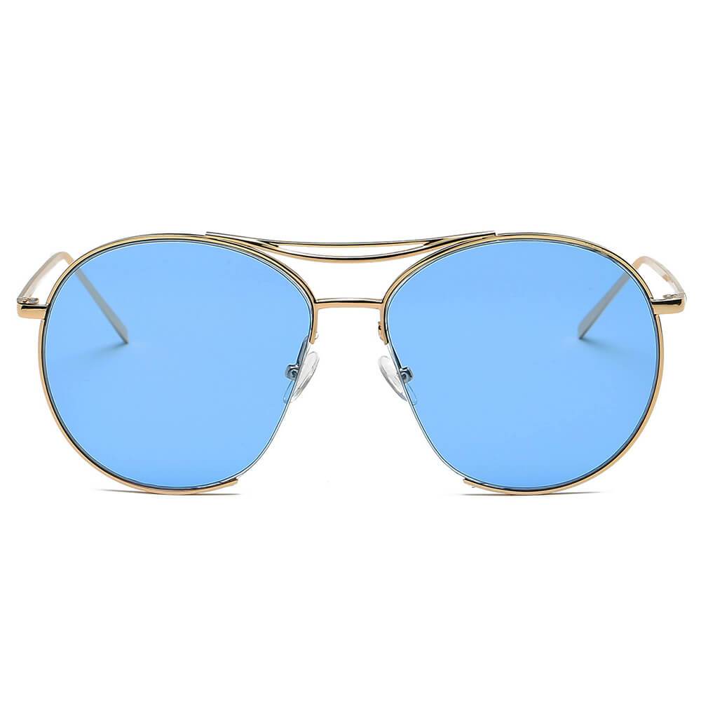 LOUDON | Oversize Tinted Lens Round Aviator Sunglasses