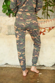 Ensemble haut camouflage brossé et pantalon de jogging avec lien à nouer