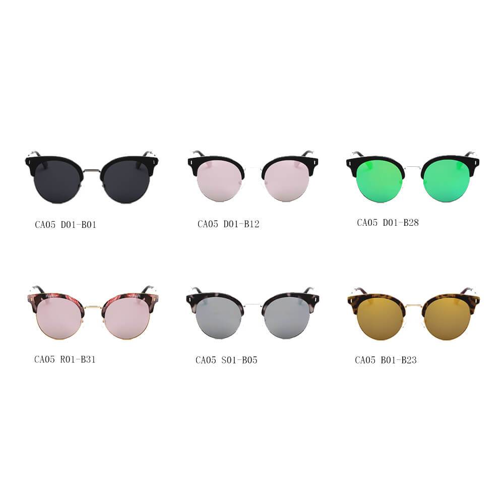 Biloxi -  Women Half Frame Round Cat Eye Polarized Sunglasses