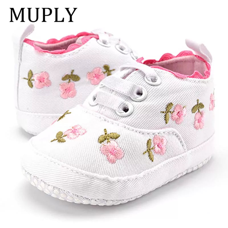 Chaussures Bébé Fille Dentelle Florale Brodée