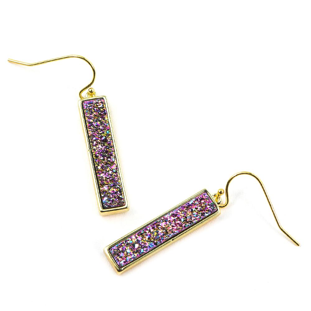 Boucles d'oreilles barre Bethany Druzy en or