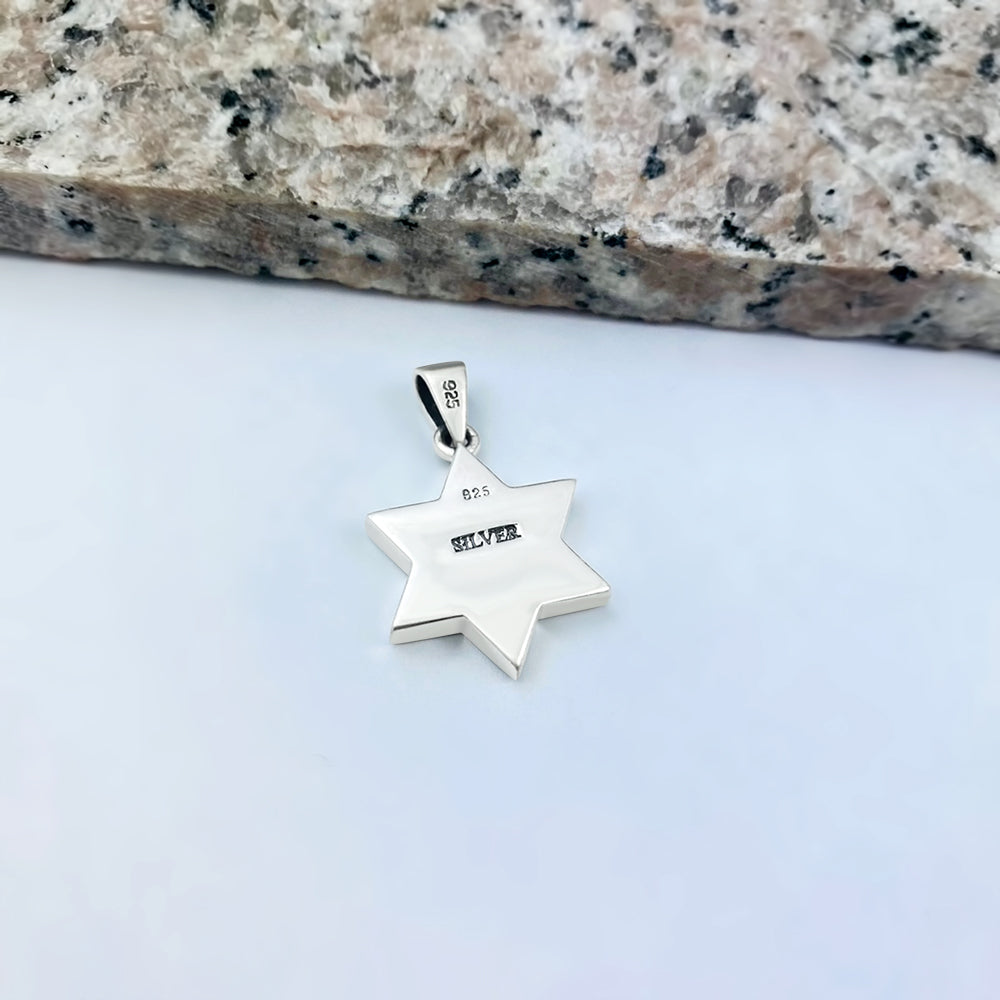 Black Onyx Star of David Silver Pendant