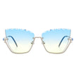 Starfire - Half Frame Square Irregular Tinted Fashion Cat Eye Sunglasses