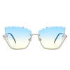 Starfire - Half Frame Square Irregular Tinted Fashion Cat Eye Sunglasses