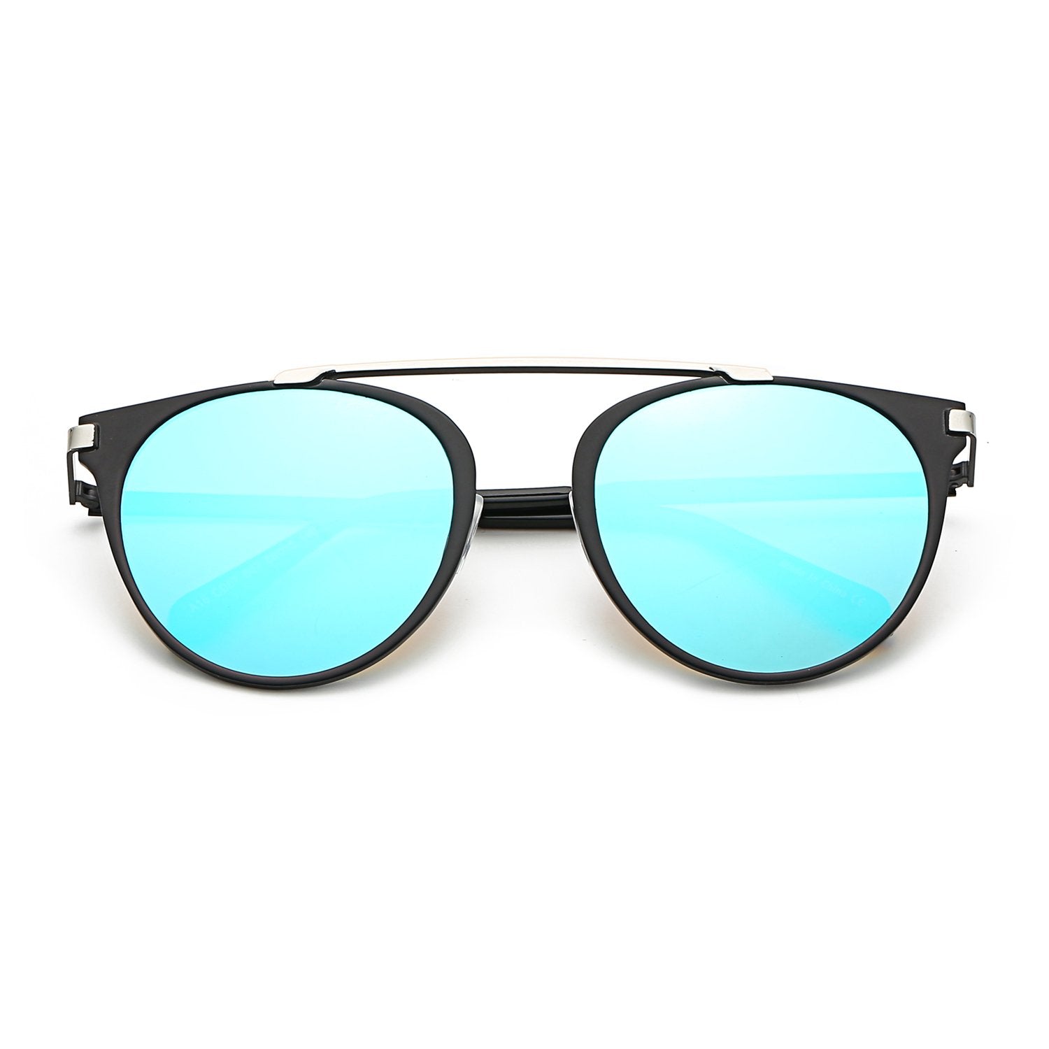 FRISCO | Modern Horn Rimmed Metal Frame Round Sunglasses