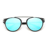 FRISCO | Modern Horn Rimmed Metal Frame Round Sunglasses