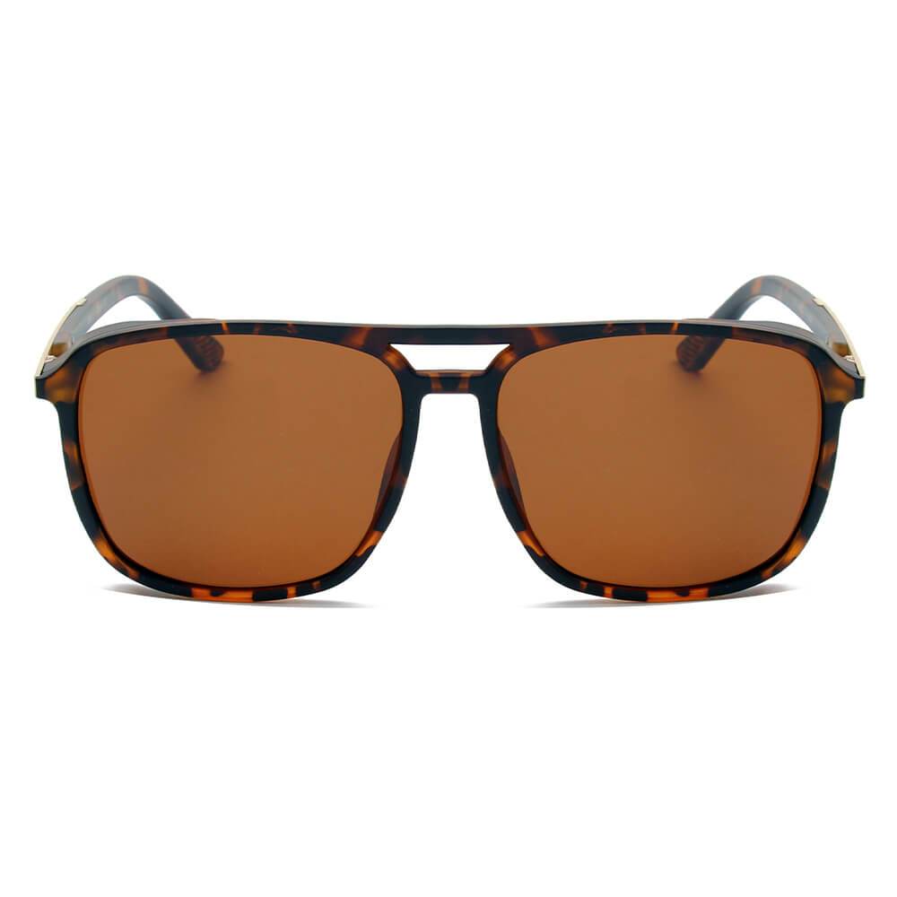 NAPA | Retro Vintage Flat Brow Bar Polarized Square Fashion Sunglasses