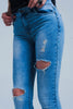 Jean skinny effet vieilli