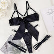 3-Piece Bowknot Open Bra Lingerie