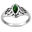 Celtic Knot Green CZ Silver Ring