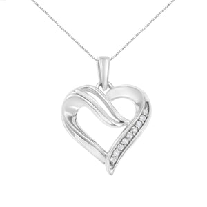 Argent sterling .925 1/10 Cttw Diamant Coeur Ouvert 18