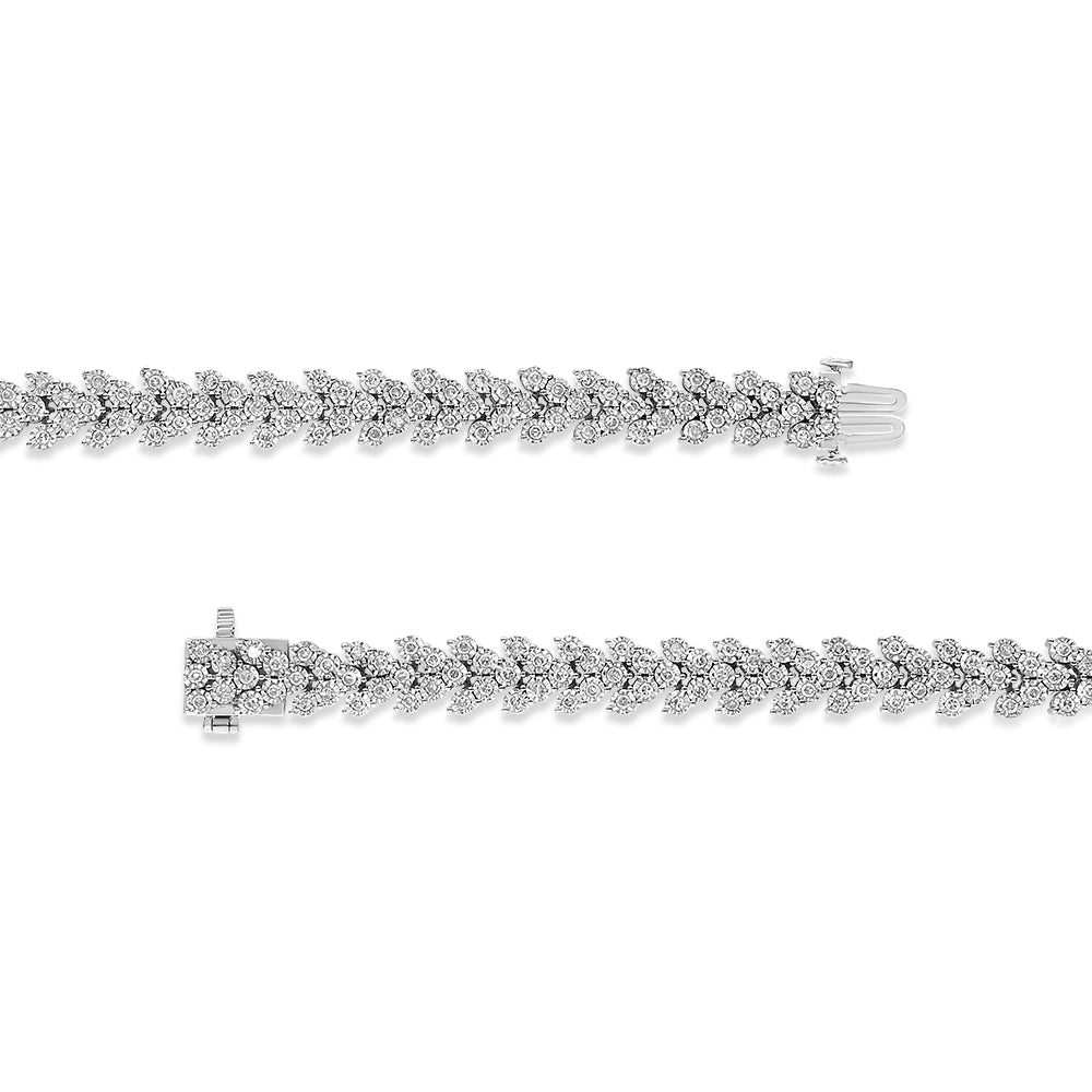 Bracelet à maillons couronne de laurier en argent sterling .925 2,00 carats serti miracle de diamants