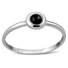 Simple Round Black Onyx Silver Ring