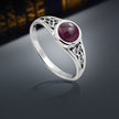 Garnet Stone Trinity Knot Silver Ring