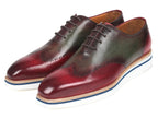 Paul Parkman Oxfords Smart Casual Wingtip pour hommes Bordeaux et vert