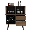 Bar Octupos, One Cabinet, Two Drawers - Mahogany / Black