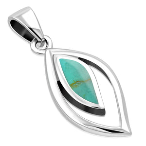 Pendentif en argent goutte ondulée turquoise